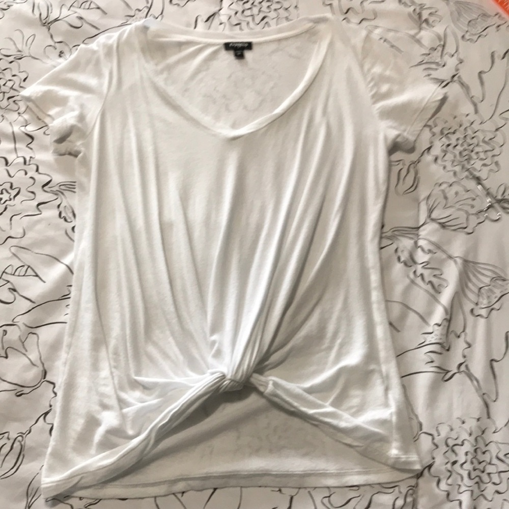 White tie at bottom tee shirt